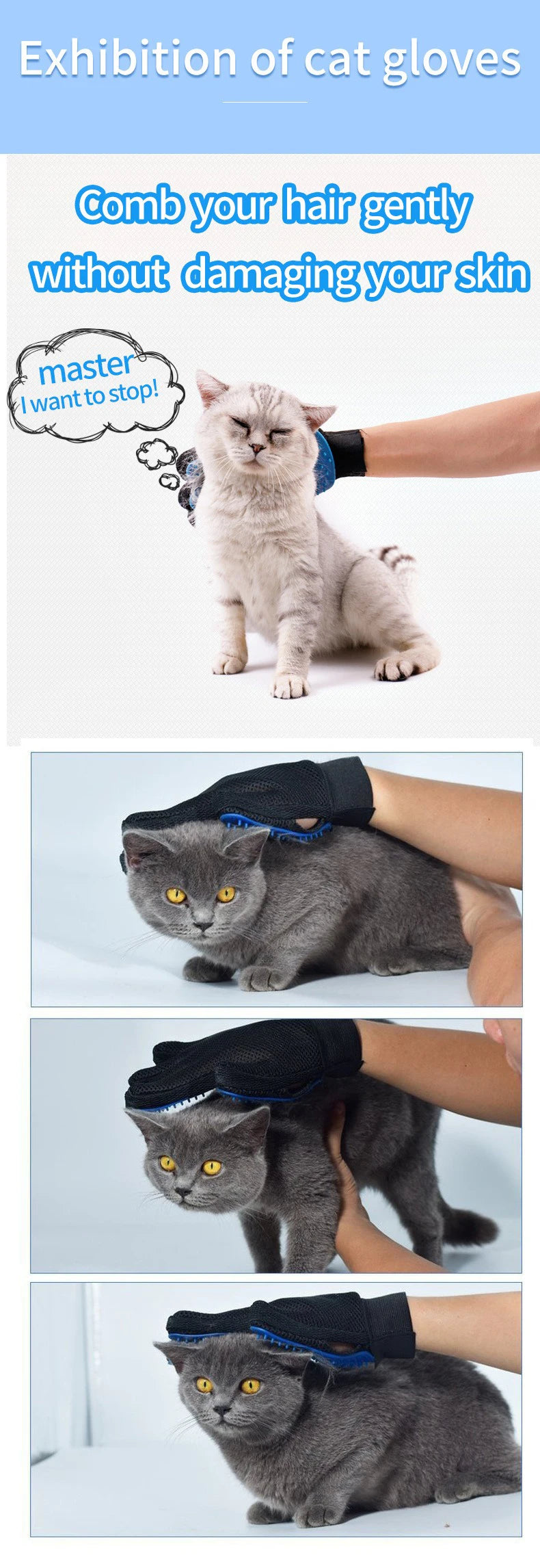 Multicolor Silicone Pet Hair Removal Gloves